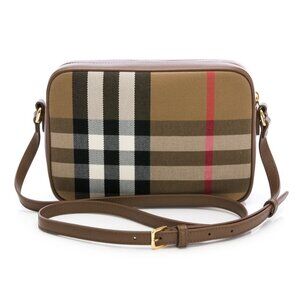 Burberry Vintage Check Large Camera Shoulder Bag Earth 8084495